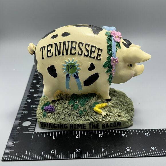 Tennessee Pig Piggy Bank Bringing Home The Bacon Blue Ribbon 1st Mc Art Co Farm - Picture 16 of 16